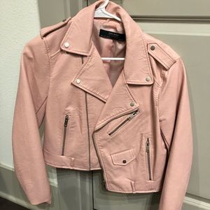 Pink Zara faux leather jacket